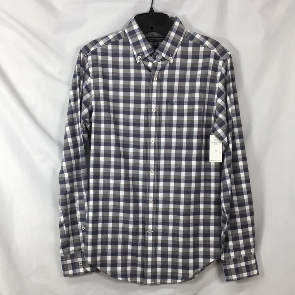 Banana Republic Luxe Slim Fit Mens long Sleeve Button Flannel Size XS NWT
